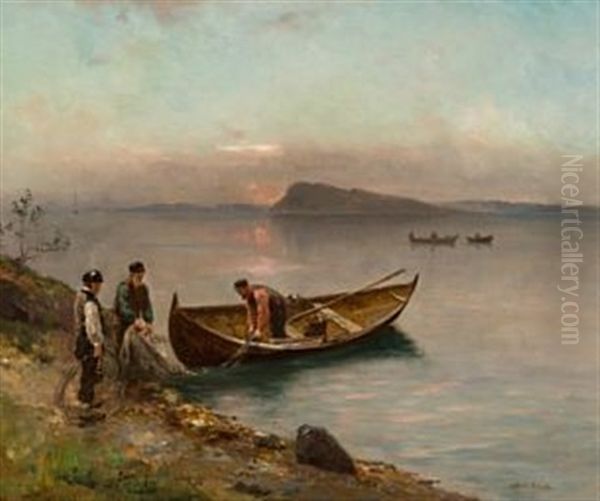 Fiskere Oil Painting by Axel Ender