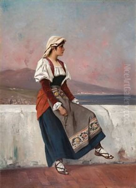 Italienerinne Ved Vesuv Oil Painting by Axel Ender