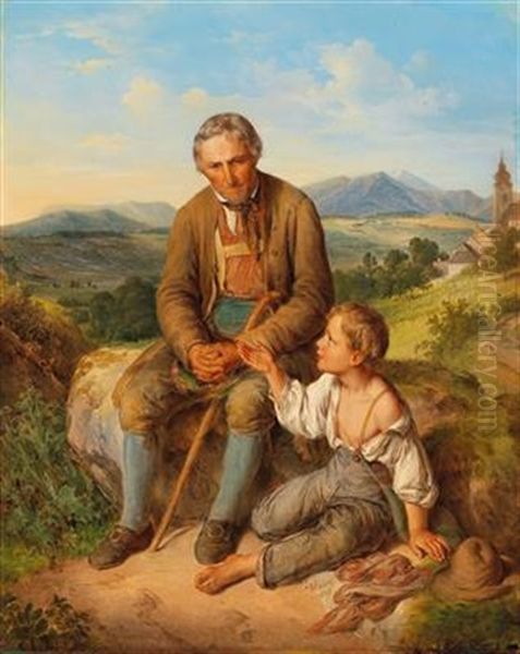 Resting Oil Painting by Johann Nepomuk Ender