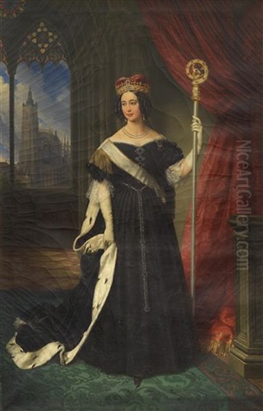 Erzherzogin Maria Theresia, Konigin Von Neapel-sizilien Als Abtissin Des Adeligen Damenstiftes Am Prager Hradschin Oil Painting by Johann Nepomuk Ender