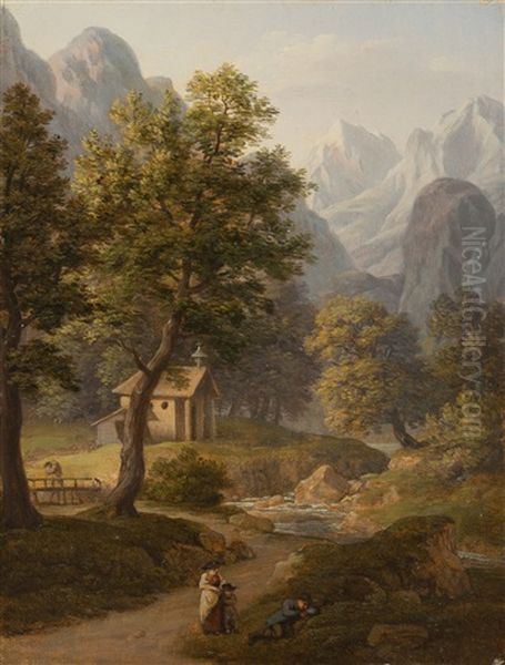 Kapelle In Den Bergen Oil Painting by Thomas Ender