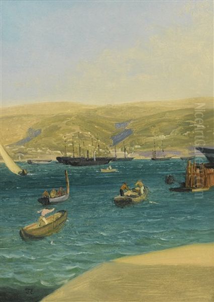 The Harbor, Trieste Oil Painting by Thomas Ender