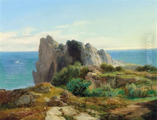 Sudliche Meereslandschaft, Entstanden Zwischen Oil Painting by Thomas Ender