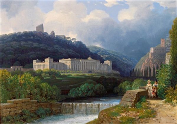 Blick Auf Die Weilburg Bei Baden Oil Painting by Thomas Ender