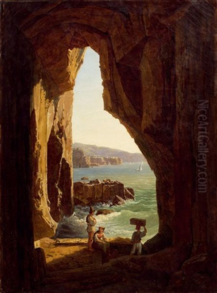 Blick Aus Der Grotte Von Sorrento by Thomas Ender