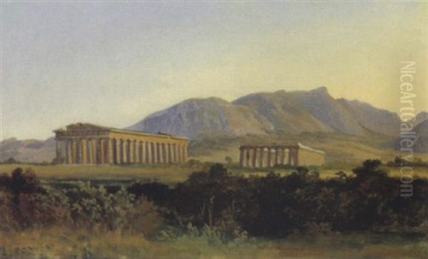 Blick Auf Den Neptuntempel In Paestum Oil Painting by Thomas Ender