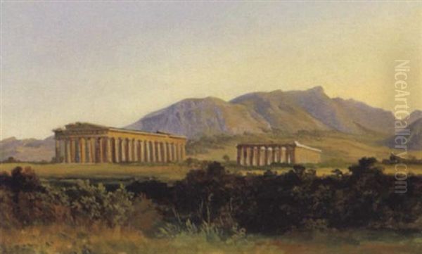 Blick Auf Den Neptuntempel In Paestum Oil Painting by Thomas Ender