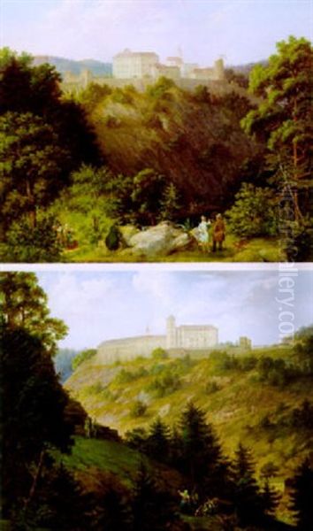 Blick Auf Schloss Vothau Des Grafen Daun In Mahren Oil Painting by Thomas Ender