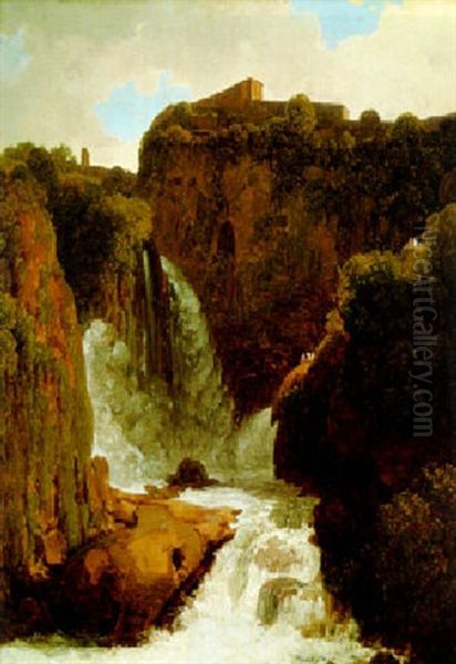 Wasserfall Des Aniene In Tivoli Bei Rom Oil Painting by Thomas Ender