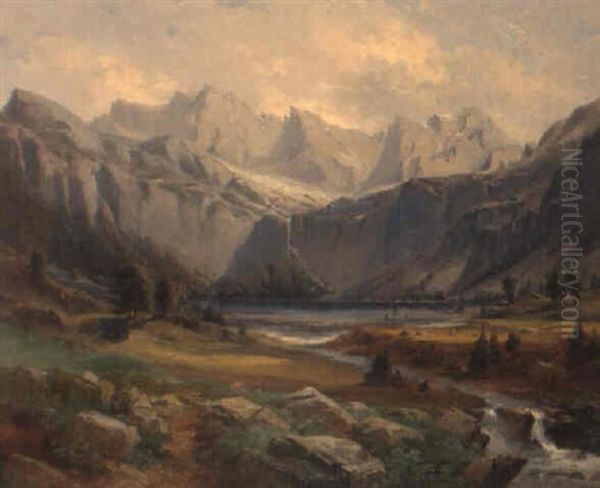 Oeschinensee Oil Painting by Thomas Ender