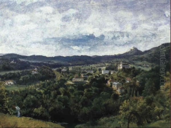 Bad Gleichenberg Mit Blick Auf Die Riegersburg Oil Painting by Thomas Ender