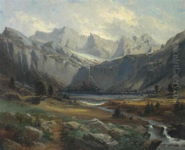 Der Oeschinensee Oil Painting by Thomas Ender