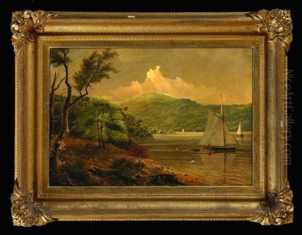 View Of Sailboats On The Upper Hudson Oil Painting by Henry Ary