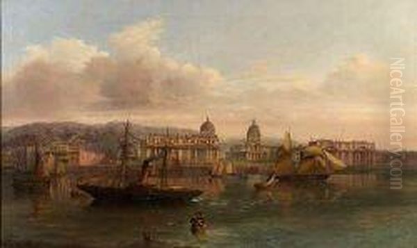 View Of The Royal Naval Hospital, Greenwich With The Royalobservatory Oil Painting by Henry Ary