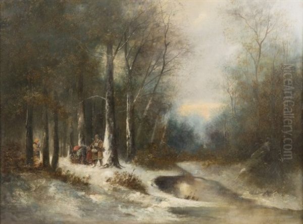 Gathering The Brushwood Oil Painting by Ivan Ivanovich Endogouroff