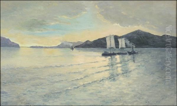 Hinaaja Baikal-jarvella (tugboat On Lake Baikal) Oil Painting by Ivan Ivanovich Endogouroff