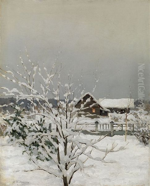 Winter Landscape Oil Painting by Sergei Ivanovich Endogouroff