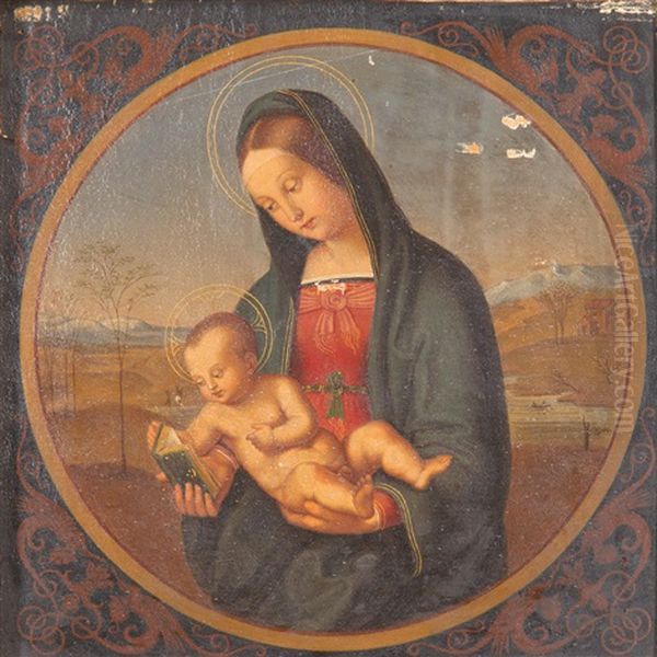 Madonna Conestabile (tondo) (after Raffael) Oil Painting by Bernhard Endres