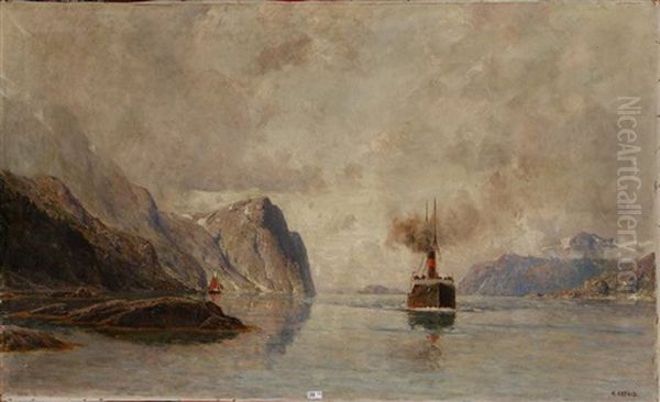 Bateau Dans Le Fjord Oil Painting by Henry Enfield