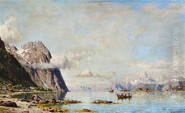 Hardangerfjord (summer Day On The Hardangerfjord) Oil Painting by Henry Enfield