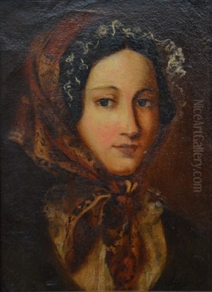 Portrait De Femme Oil Painting by Marius Engaliere