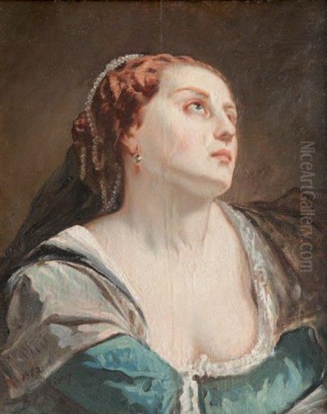 Portrait De Madame Engaliere Oil Painting by Marius Engaliere