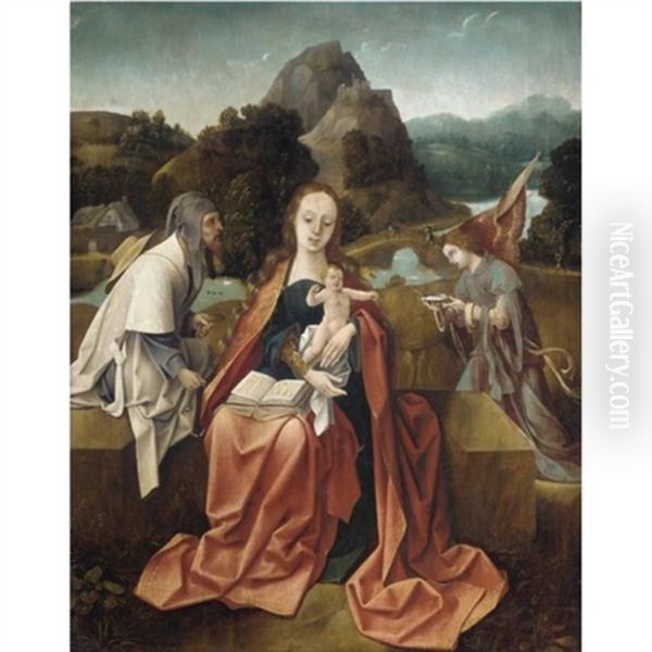 The Rest On The Flight Into Egypt Oil Painting by Cornelius Engebrechtsz