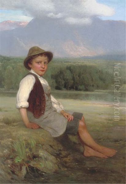 A Rest On The Way Oil Painting by Johann Friedrich Engel