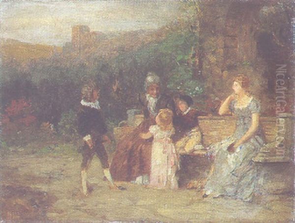 Marchenstunde, Grosmutter Erzahlt Ihren Enkelkindern Ein Marchen Oil Painting by Johann Friedrich Engel