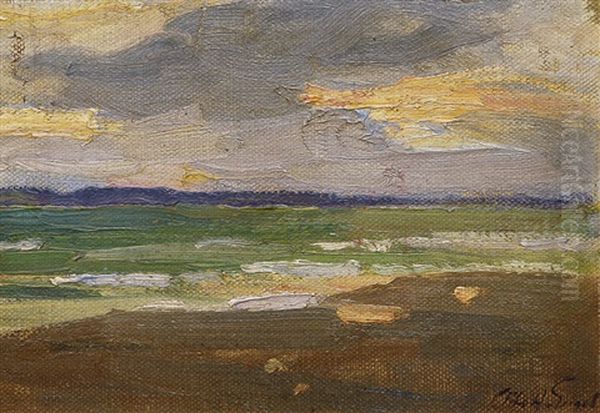 View Over The Fjord Of Flensburg Oil Painting by Otto Heinrich Engel