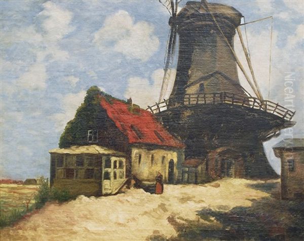 The Old Windmill Oil Painting by Otto Heinrich Engel