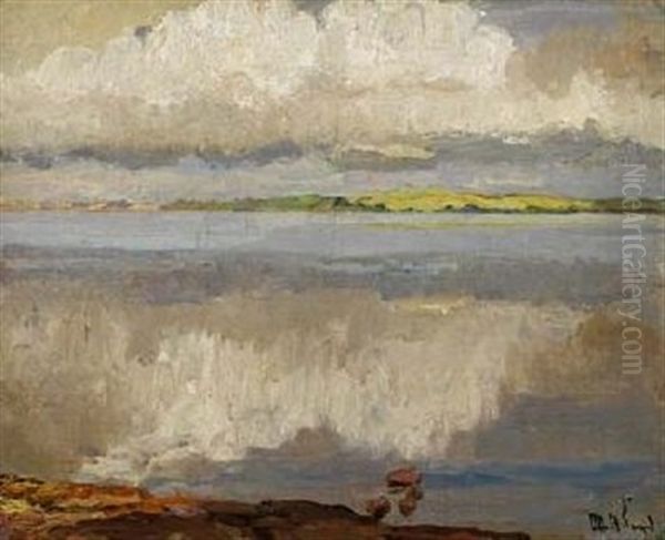 Wolkenstudie Flensburger Forde Oil Painting by Otto Heinrich Engel