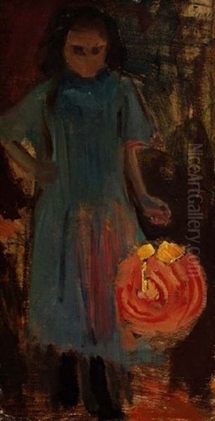 Madchen Mit Lampion Oil Painting by Otto Heinrich Engel