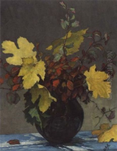 Herbstblatter-straus Oil Painting by Otto Heinrich Engel