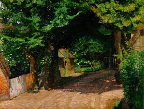 Dorfstrase Unter Baumen Im Sommer Oil Painting by Otto Heinrich Engel