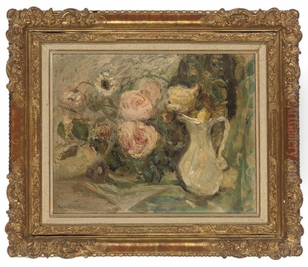 Roses In A White Jug by Florence Engelbach