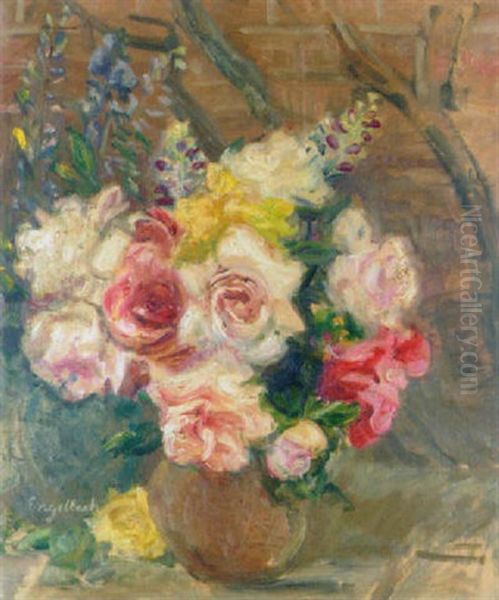 Roses And Lupins by Florence Engelbach