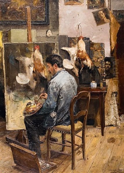 Autoportrait Dans L'atelier by Louis Van Engelen