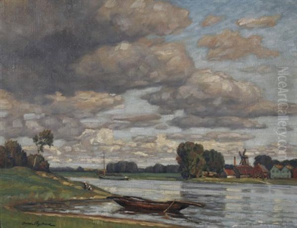 Fahre Bei Culemborg, Holland Oil Painting by Anton (Johann A.) Engelhard