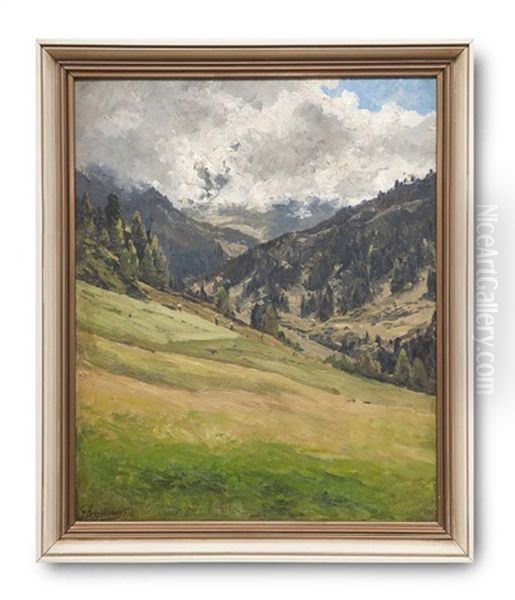 Dichte Wolken Uber Einer Berglandschaft Oil Painting by Georg Engelhardt