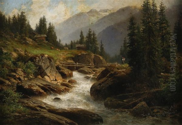 Alpenlandschaft Oil Painting by Georg Hermann Engelhardt