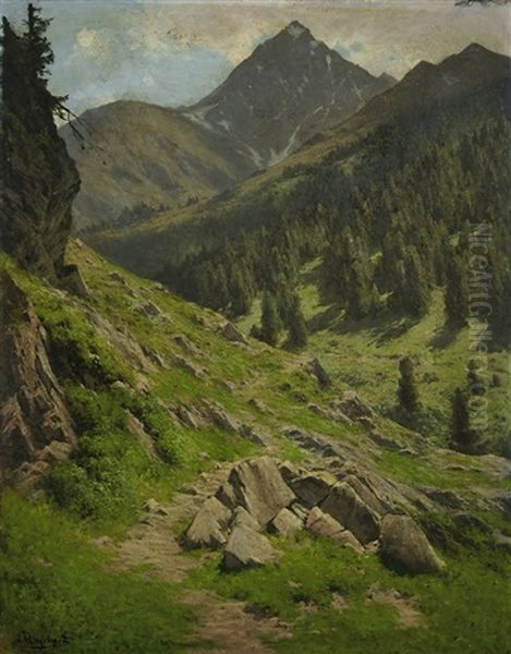 Sommer Im Gebirge Oil Painting by Georg Hermann Engelhardt