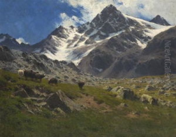 Gebirgslandschaft Oil Painting by Georg Hermann Engelhardt