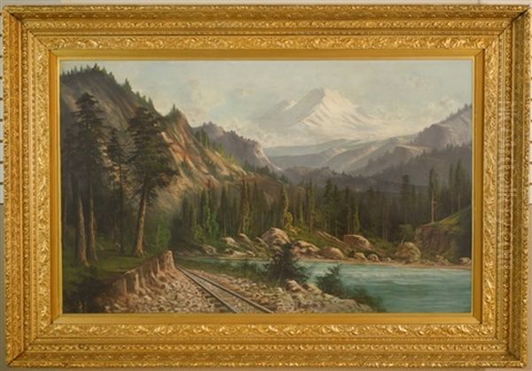 Columbia River Valley With Mount Hood Oil Painting by Joseph John Engelhardt