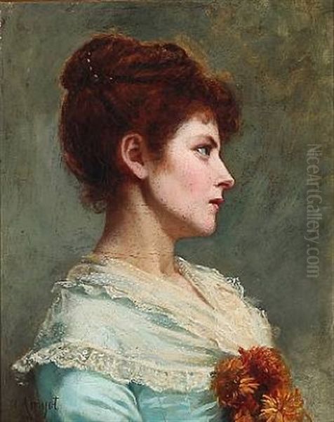 Profile Portrait Of A Young Lady Oil Painting by Catherine Caroline Engelhart