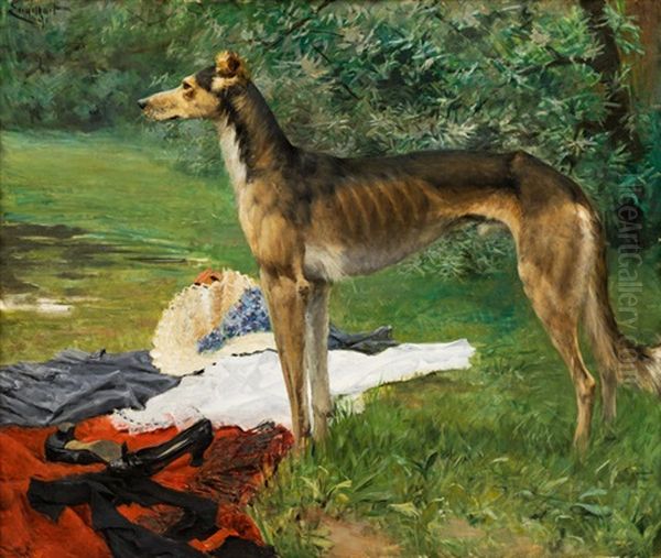 The Greyhound Oil Painting by Josef Engelhart