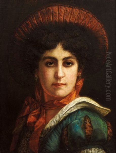 Portrait Einer Jungen Frau In Historischer Tracht Oil Painting by Gerrit Engelke