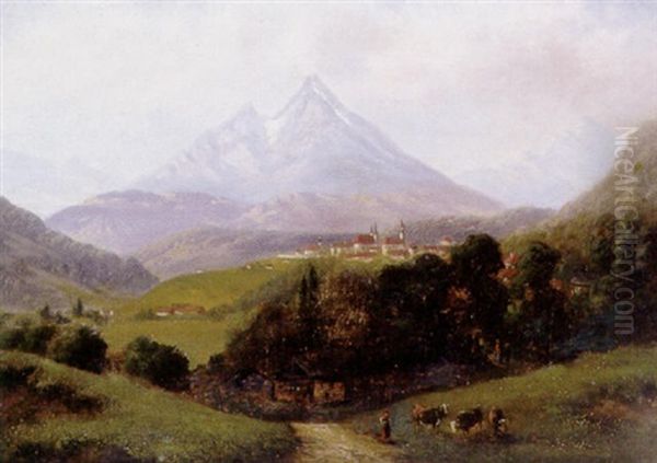 Berchtesgaden Oil Painting by Ernst Julius Engelmann