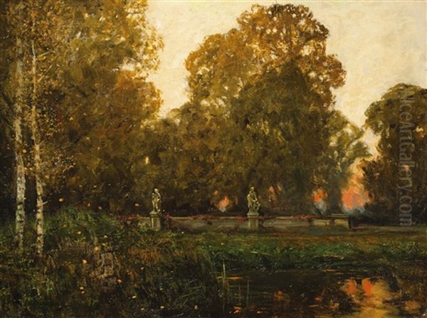 Abend Im Alten Park Oil Painting by Ferdinand Engelmuller