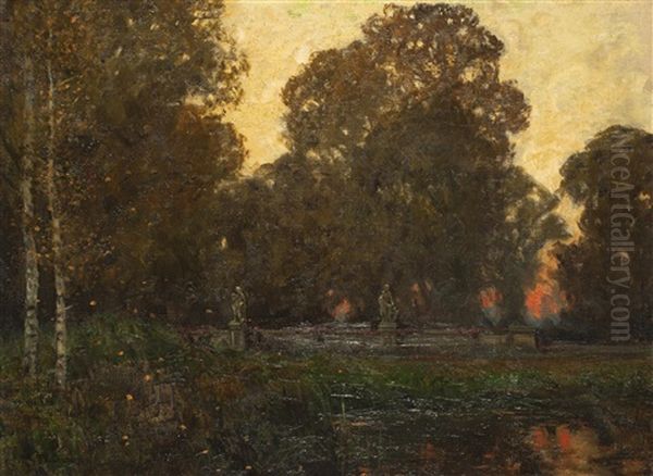 Abend Im Alten Park Oil Painting by Ferdinand Engelmuller